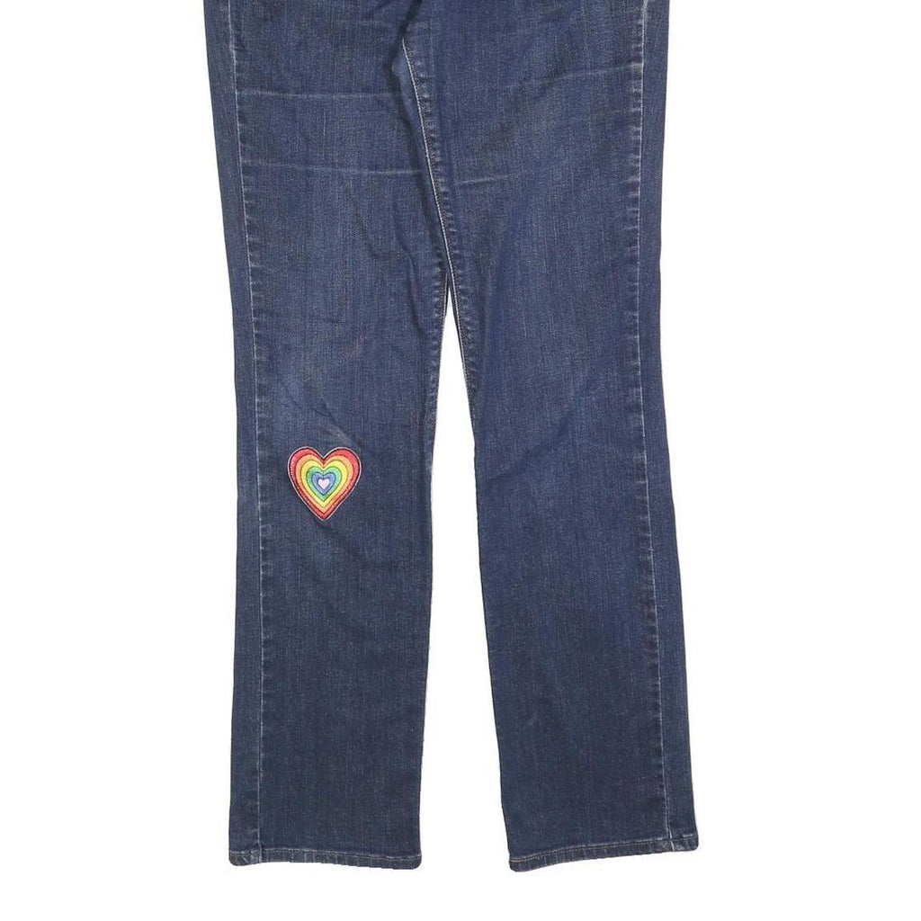 LEVI'S Womens 525 Regular Blue Denim Medium Fit Straight W29 L32 Rainbow Heart