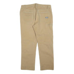 EDDIE BAUER Mens Cotton Blend Beige Relaxed Straight Trousers W36 L30 Casual Zip