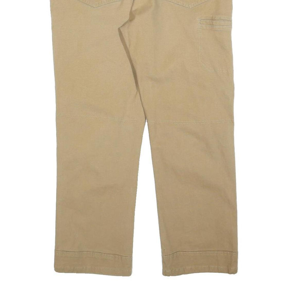 EDDIE BAUER Mens Cotton Blend Beige Relaxed Straight Trousers W36 L30 Casual Zip