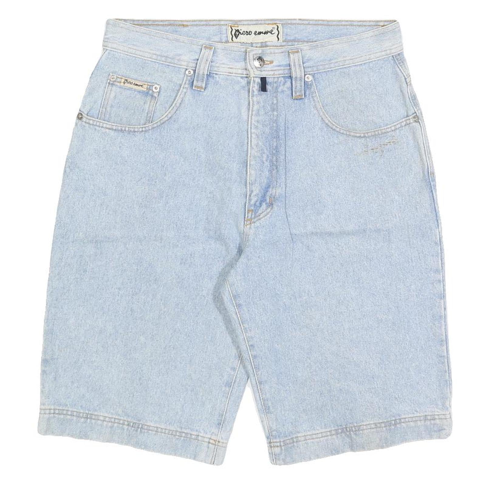 PIERO EMME Mens Shorts Blue Denim M W32 Casual Cotton Blend Comfortable Fit