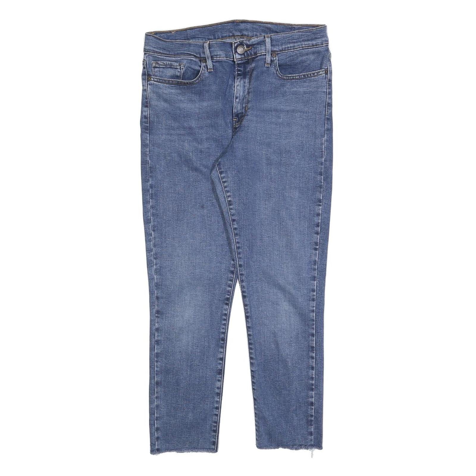 LEVI'S Womens Slim Blue Denim Jeans W29 L24 Zip Closure Raw Hem Casual