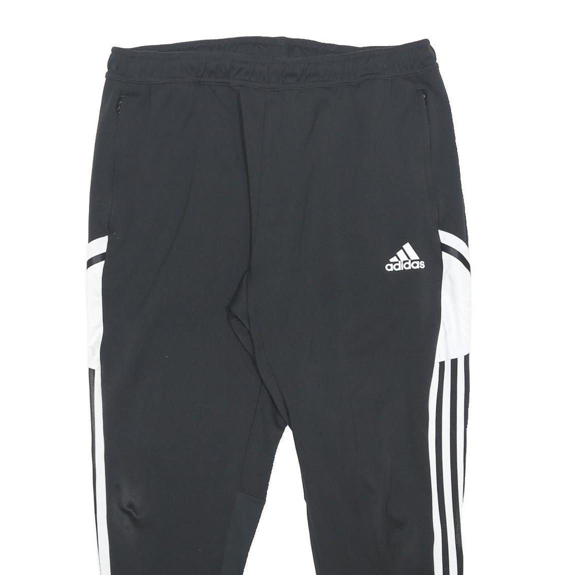 ADIDAS Mens Joggers Black & White XL W34 L27 Slim Tapered Track Pants Sportswear