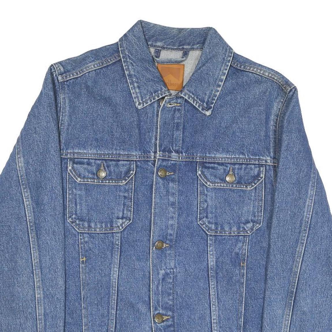 MARLBORO Mens Blue Denim Button Jacket M Woven Classic Casual Workwear