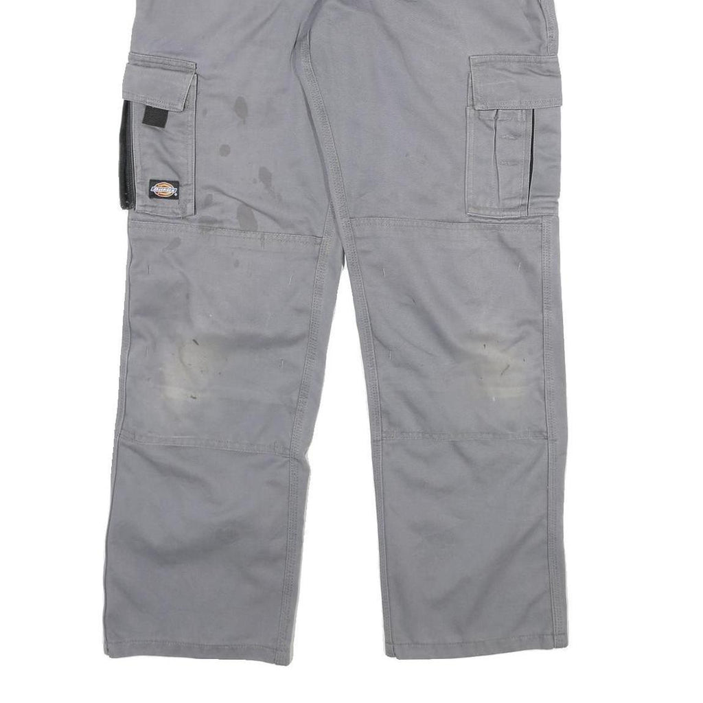 DICKIES Mens Cotton Blend Grey & Black Workwear Regular Straight Trousers W32
