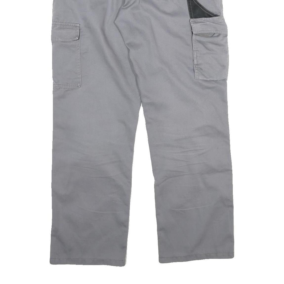 DICKIES Mens Cotton Blend Grey & Black Workwear Regular Straight Trousers W32