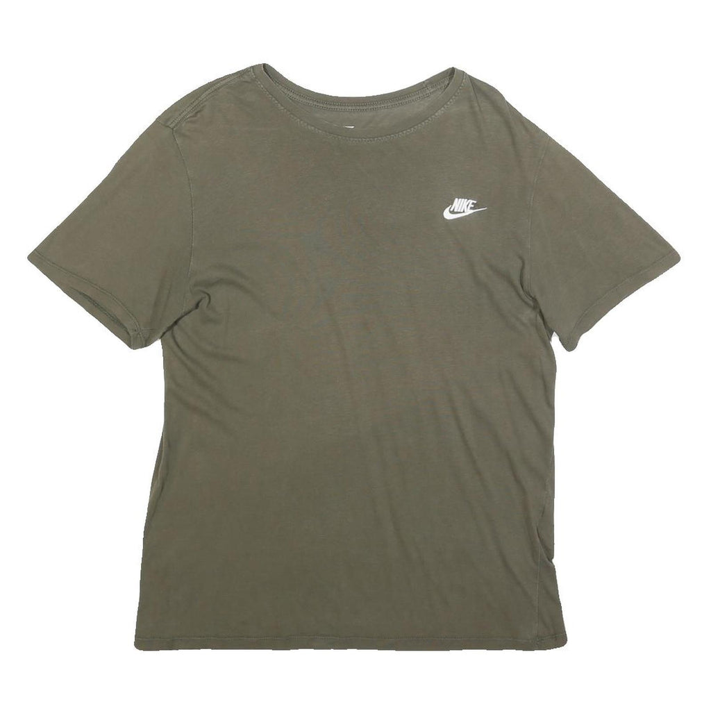 NIKE Mens Green Cotton Blend T-Shirt M Short Sleeve Crew Neck Logo Print