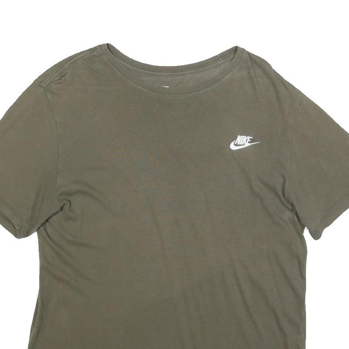 NIKE Mens Green Cotton Blend T-Shirt M Short Sleeve Crew Neck Logo Print