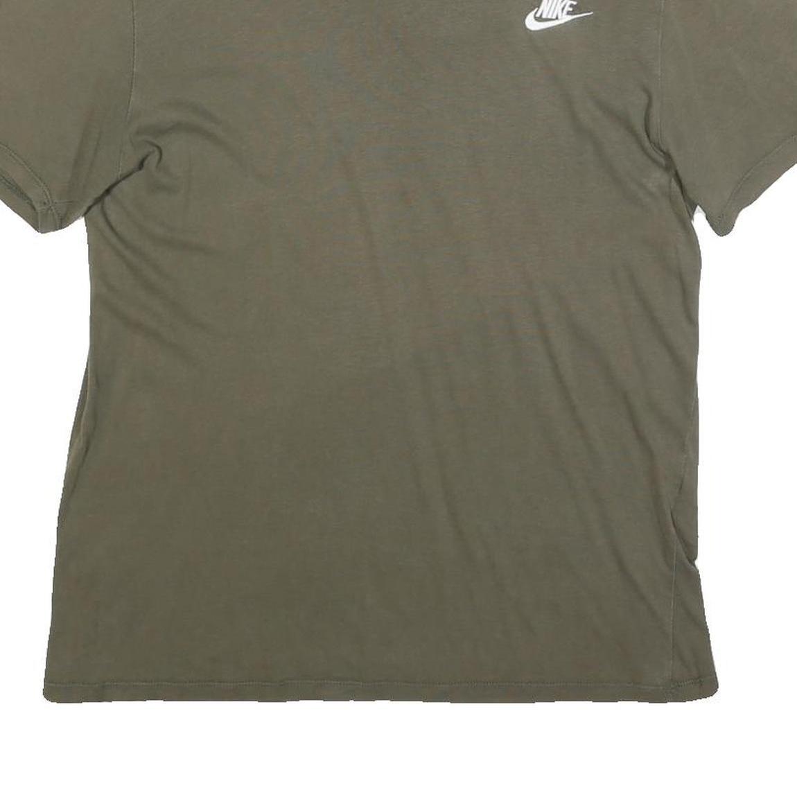 NIKE Mens Green Cotton Blend T-Shirt M Short Sleeve Crew Neck Logo Print