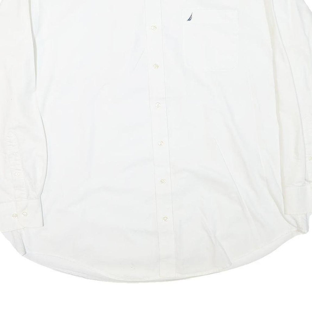 NAUTICA Mens White Button Down Shirt XL Classic Fit Cotton Blend Pocket