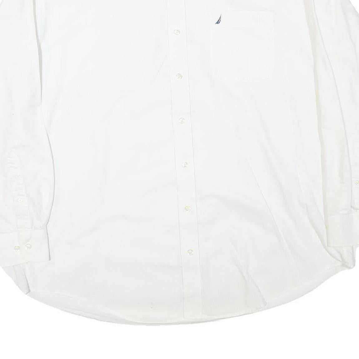 NAUTICA Mens White Button Down Shirt XL Classic Fit Cotton Blend Pocket