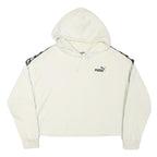 PUMA Womens Cream Hoodie M Cotton Blend Crop Top Sport Casual