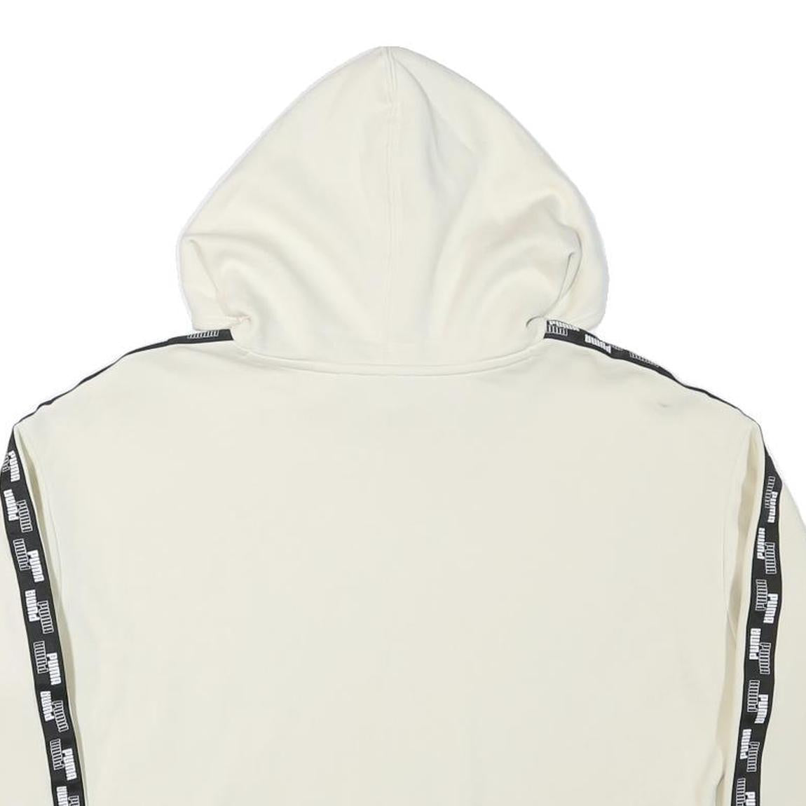 PUMA Womens Cream Hoodie M Cotton Blend Crop Top Sport Casual