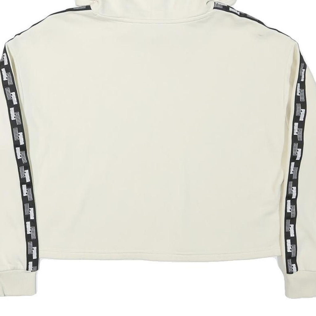 PUMA Womens Cream Hoodie M Cotton Blend Crop Top Sport Casual