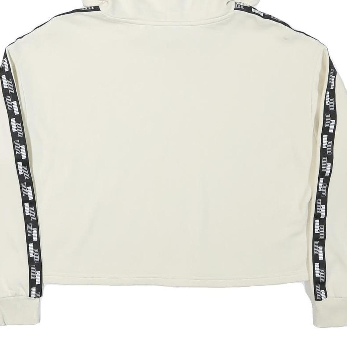 PUMA Womens Cream Hoodie M Cotton Blend Crop Top Sport Casual