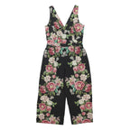 OASIS Womens Black & Pink Floral Playsuit Sleeveless V-Neck Culotte M