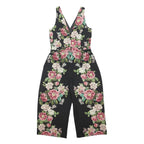 OASIS Womens Black & Pink Floral Playsuit Sleeveless V-Neck Culotte M