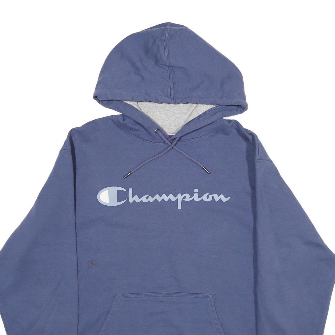 CHAMPION Mens Blue Pullover Hoodie M Cotton Blend Casual Sportswear