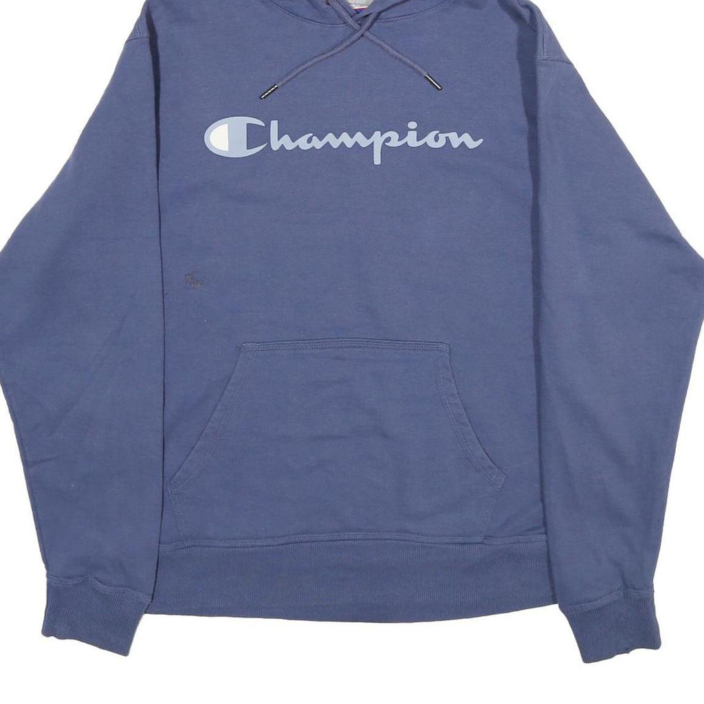 CHAMPION Mens Blue Pullover Hoodie M Cotton Blend Casual Sportswear