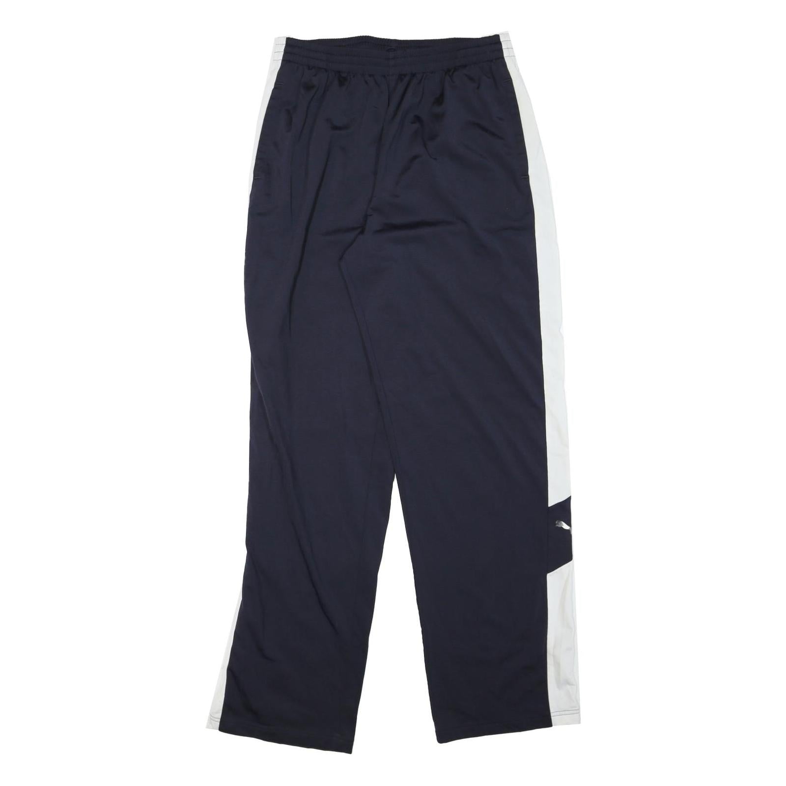 PUMA Mens Joggers Blue & White L W30 L32 Slim Fit Track Pants Polyester