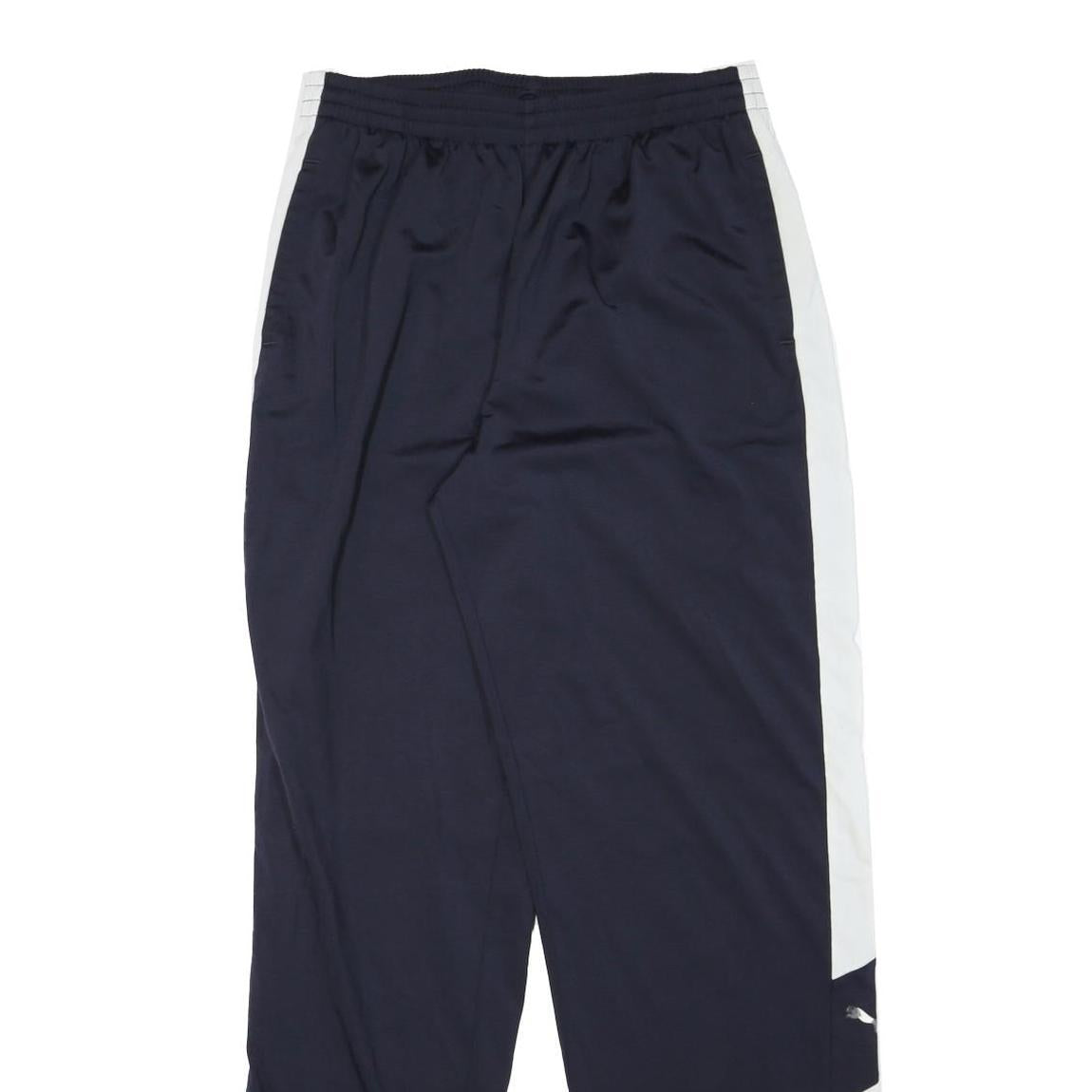 PUMA Mens Joggers Blue & White L W30 L32 Slim Fit Track Pants Polyester