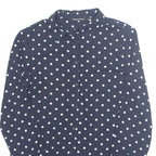 Womens Printed Shirt Blue Collared Long Sleeve Spotted M