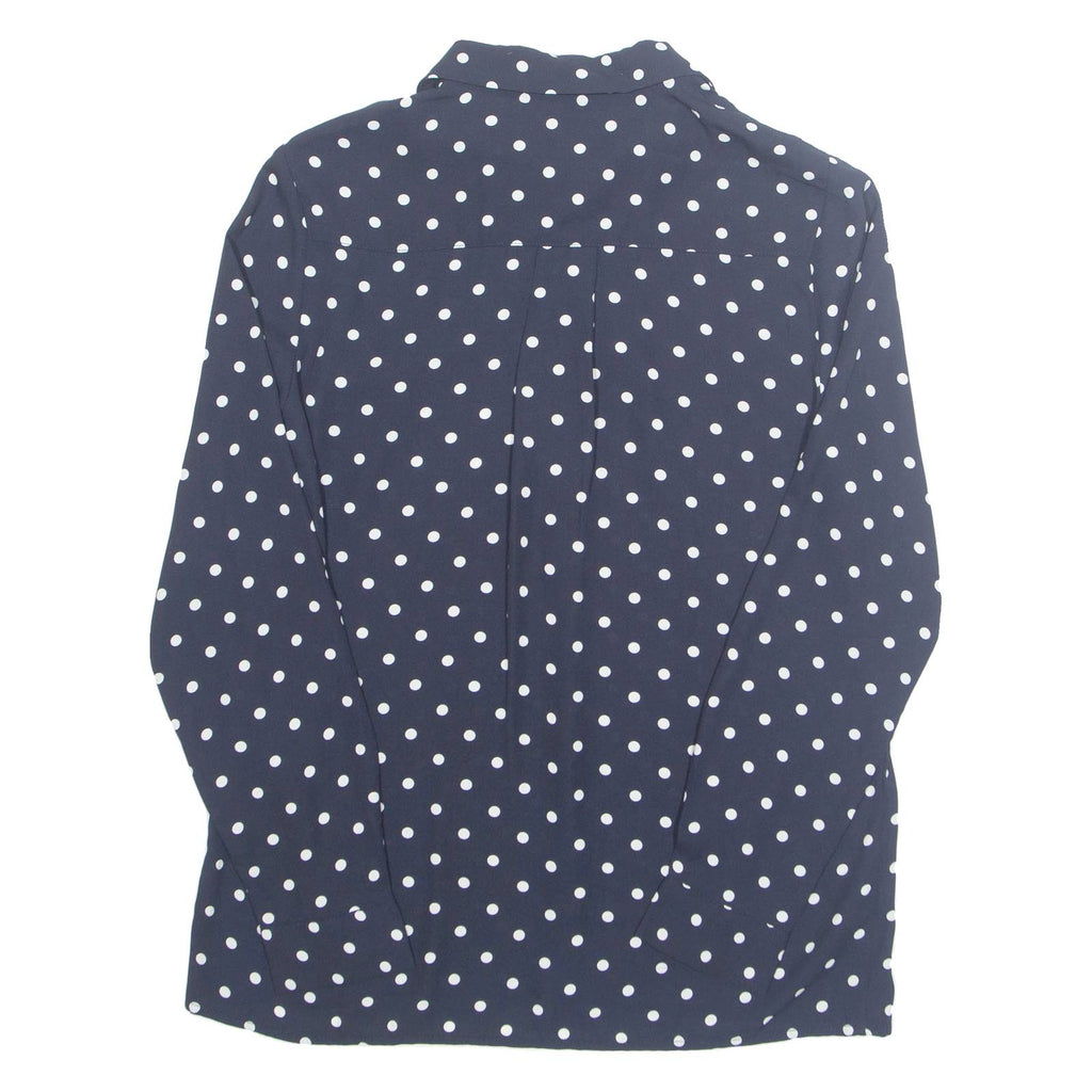 Womens Printed Shirt Blue Collared Long Sleeve Spotted M