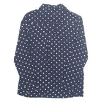 Womens Printed Shirt Blue Collared Long Sleeve Spotted M