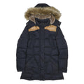 SCHOTT Womens Black & Tan Puffer Jacket S Polyester Blend Fur Hooded Warm Winter
