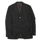 ZARA MAN Mens Black Wool Blazer M Woven Striped Button Casual Formal Jacket