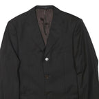 ZARA MAN Mens Black Wool Blazer M Woven Striped Button Casual Formal Jacket