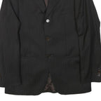 ZARA MAN Mens Black Wool Blazer M Woven Striped Button Casual Formal Jacket
