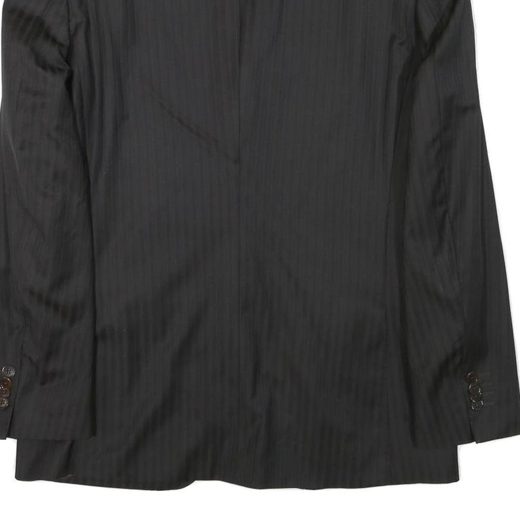 ZARA MAN Mens Black Wool Blazer M Woven Striped Button Casual Formal Jacket