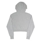 ELLESSE Womens Grey Hoodie UK 12 Cotton Blend Pullover Logo Print Cropped