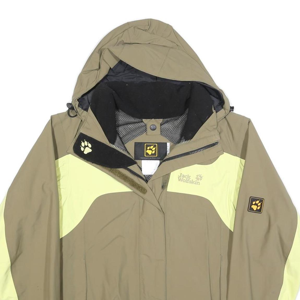 JACK WOLFSKIN Womens Beige & Yellow Outdoor Jacket UK 8 Polyester Blend Zip