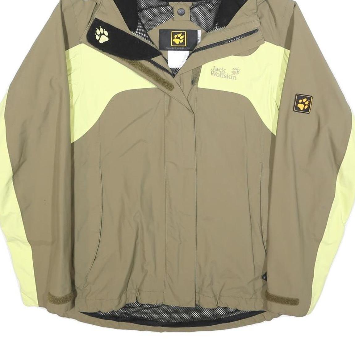 JACK WOLFSKIN Womens Beige & Yellow Outdoor Jacket UK 8 Polyester Blend Zip