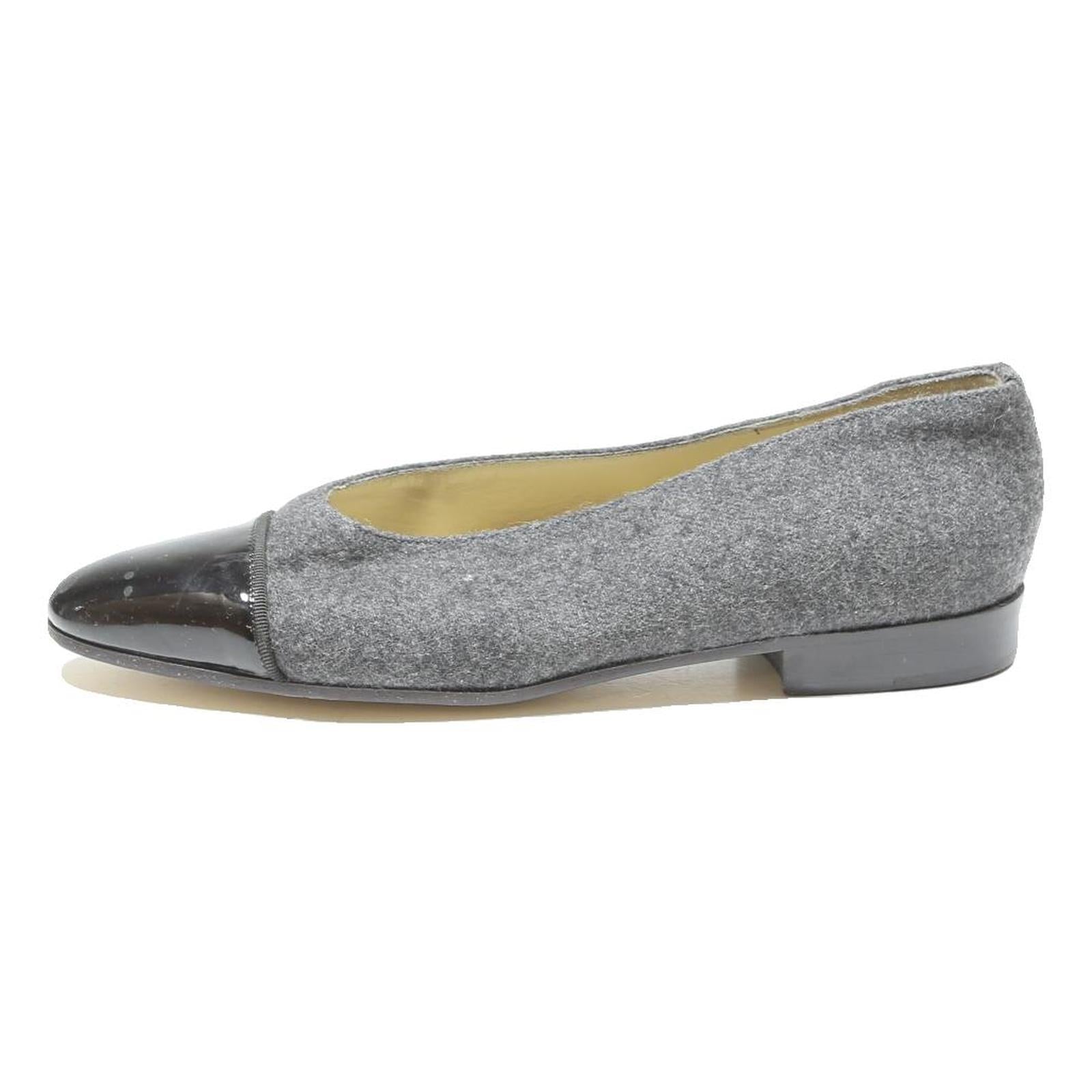 BALLY Womens Grey & Black Ballet Shoes Synthetic UK 5.5 Elegant Comfort Footwear
