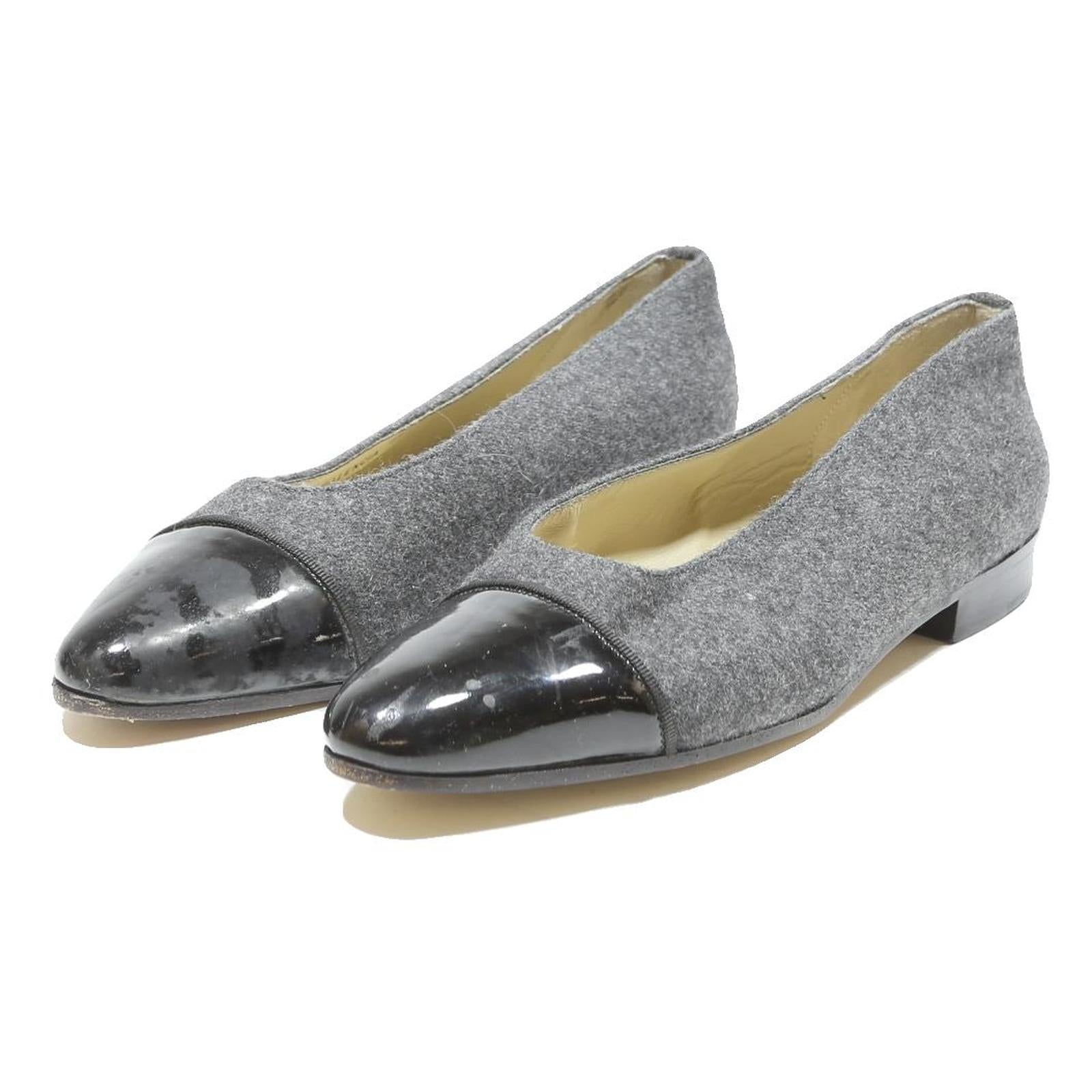 BALLY Womens Grey & Black Ballet Shoes Synthetic UK 5.5 Elegant Comfort Footwear