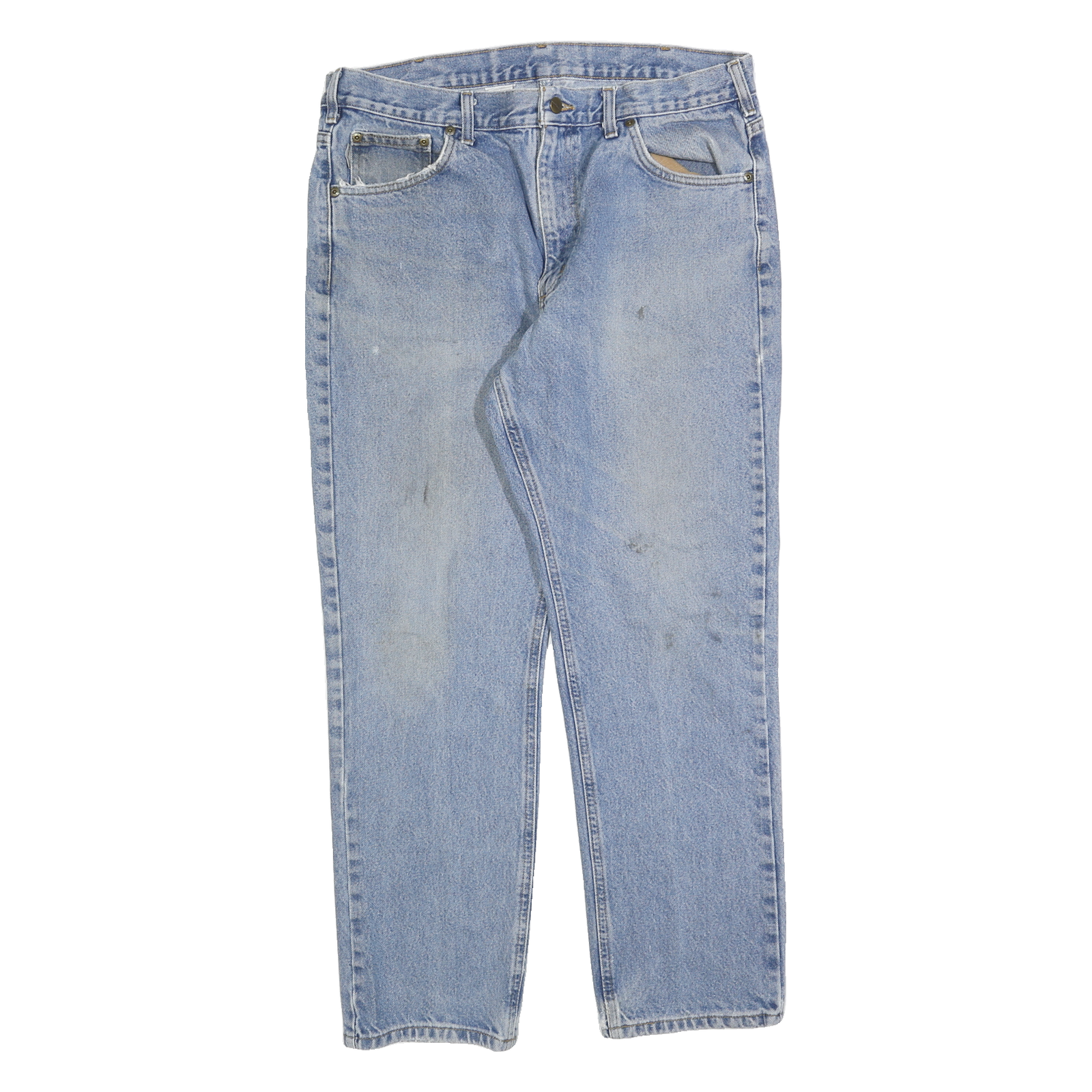 CARHARTT Mens Jeans Blue Regular Straight Denim Light W36 L30 Classic Zip