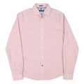 TOMMY HILFIGER Mens Pink & White Micro Check Shirt M Stylish Cotton Blend Long