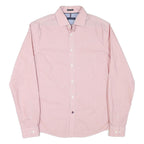 TOMMY HILFIGER Mens Pink & White Micro Check Shirt M Stylish Cotton Blend Long
