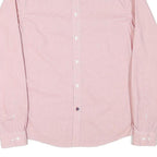 TOMMY HILFIGER Mens Pink & White Micro Check Shirt M Stylish Cotton Blend Long