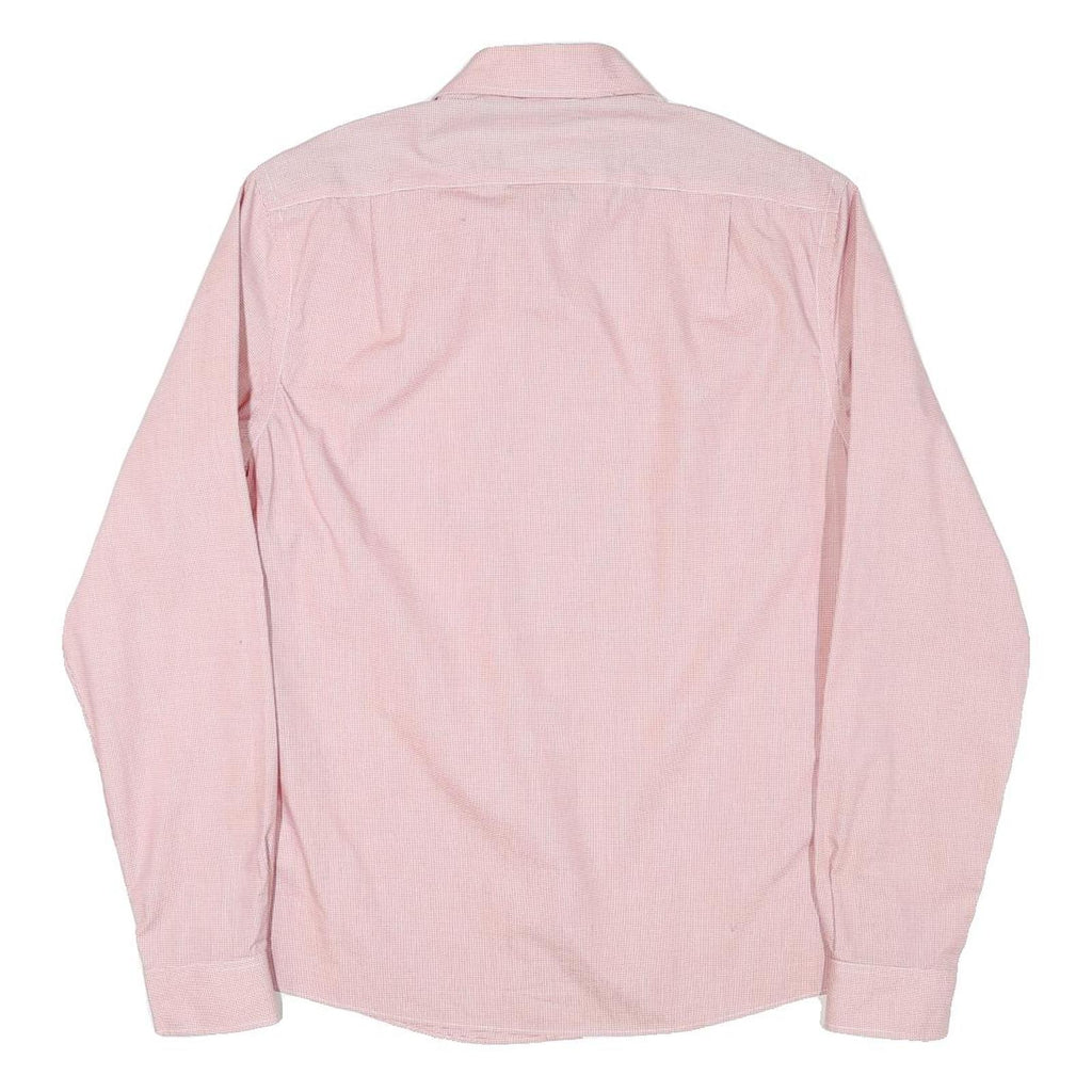 TOMMY HILFIGER Mens Pink & White Micro Check Shirt M Stylish Cotton Blend Long