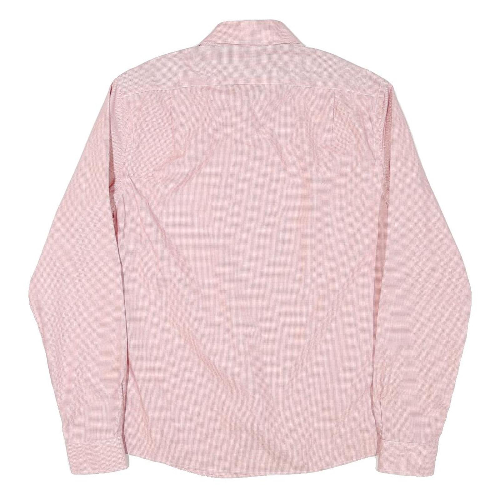 TOMMY HILFIGER Mens Pink & White Micro Check Shirt M Stylish Cotton Blend Long