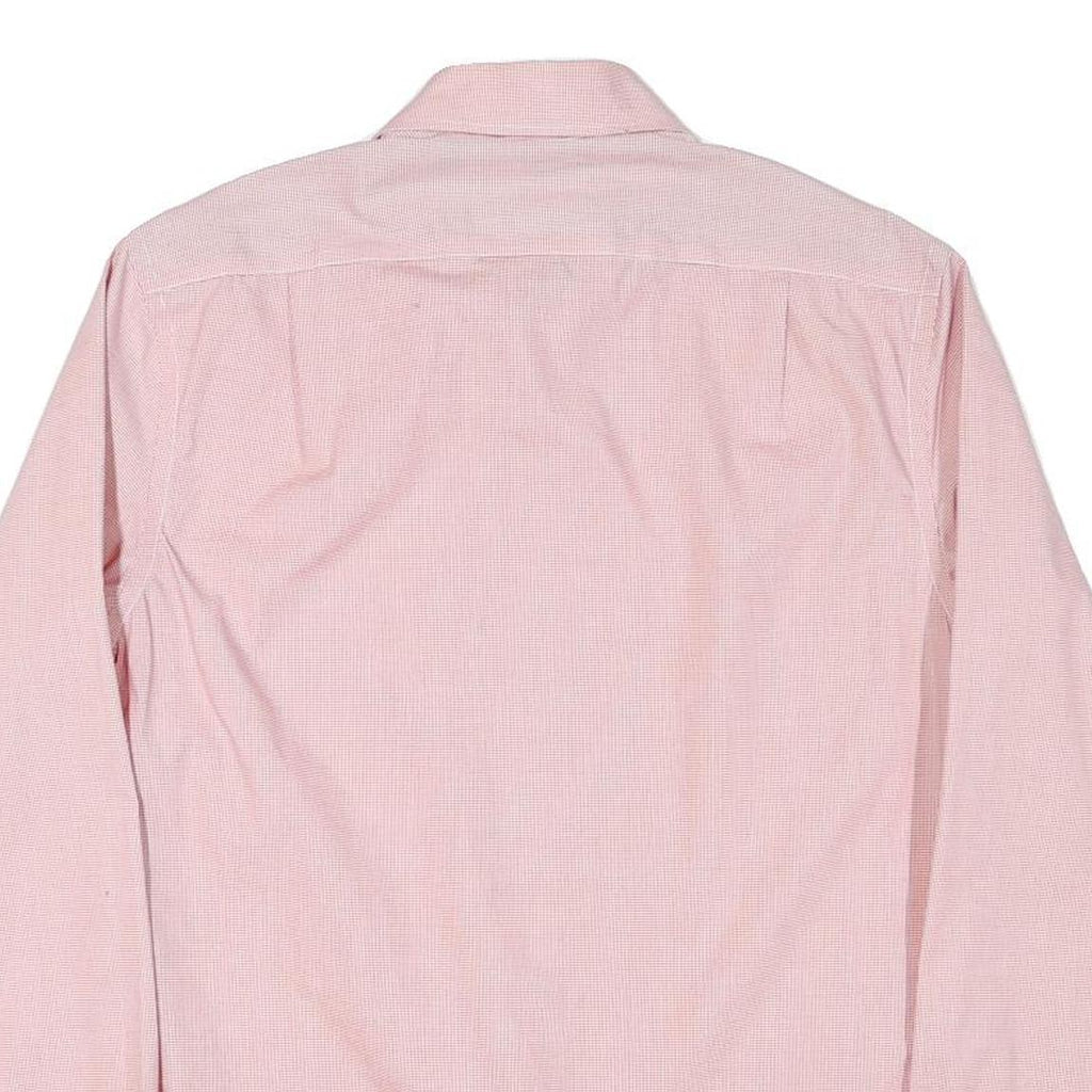 TOMMY HILFIGER Mens Pink & White Micro Check Shirt M Stylish Cotton Blend Long