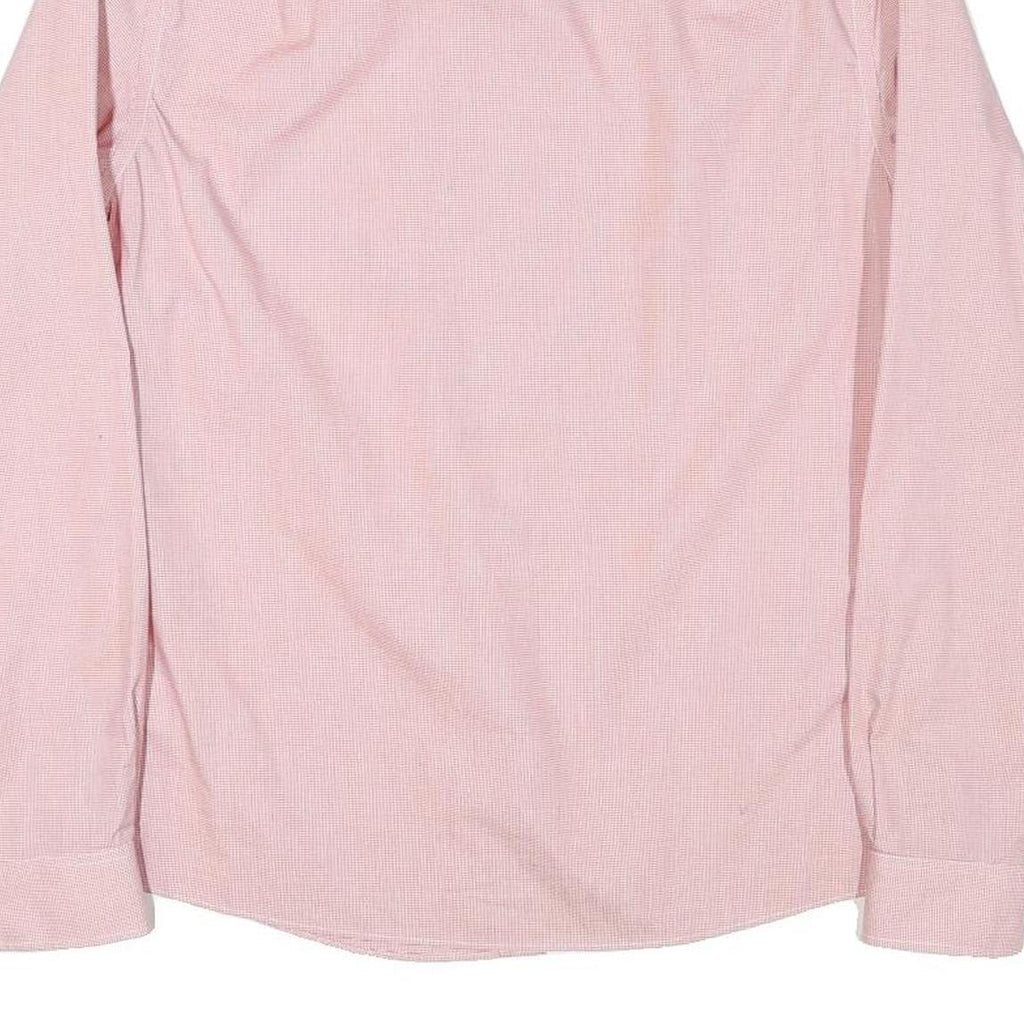 TOMMY HILFIGER Mens Pink & White Micro Check Shirt M Stylish Cotton Blend Long