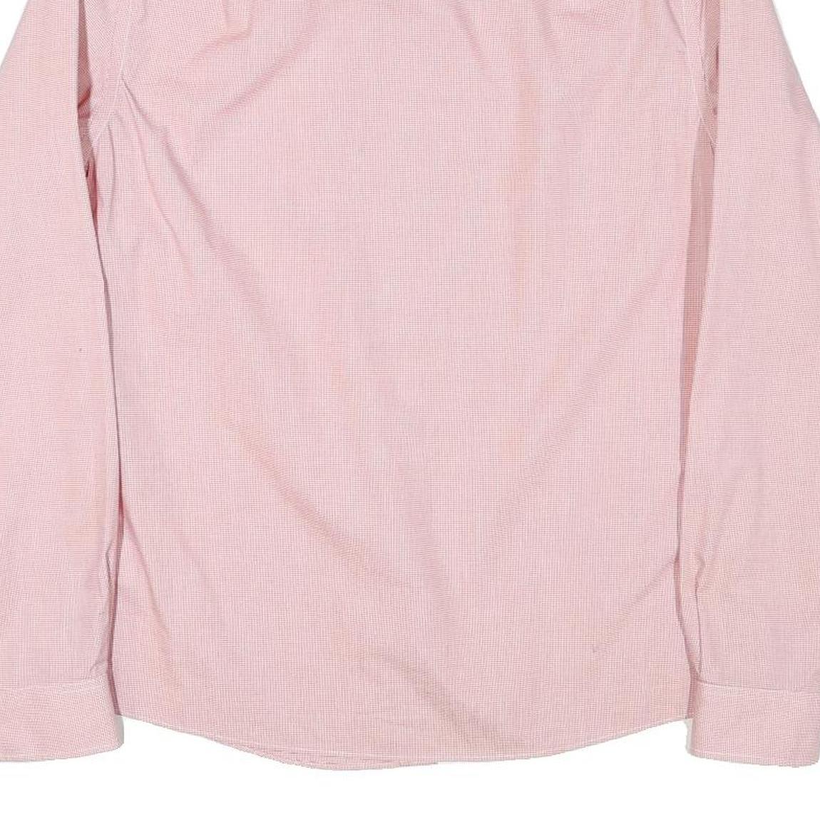 TOMMY HILFIGER Mens Pink & White Micro Check Shirt M Stylish Cotton Blend Long