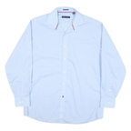 TOMMY HILFIGER Mens Blue Cotton Blend Shirt L Button-Down Collar Long Sleeve