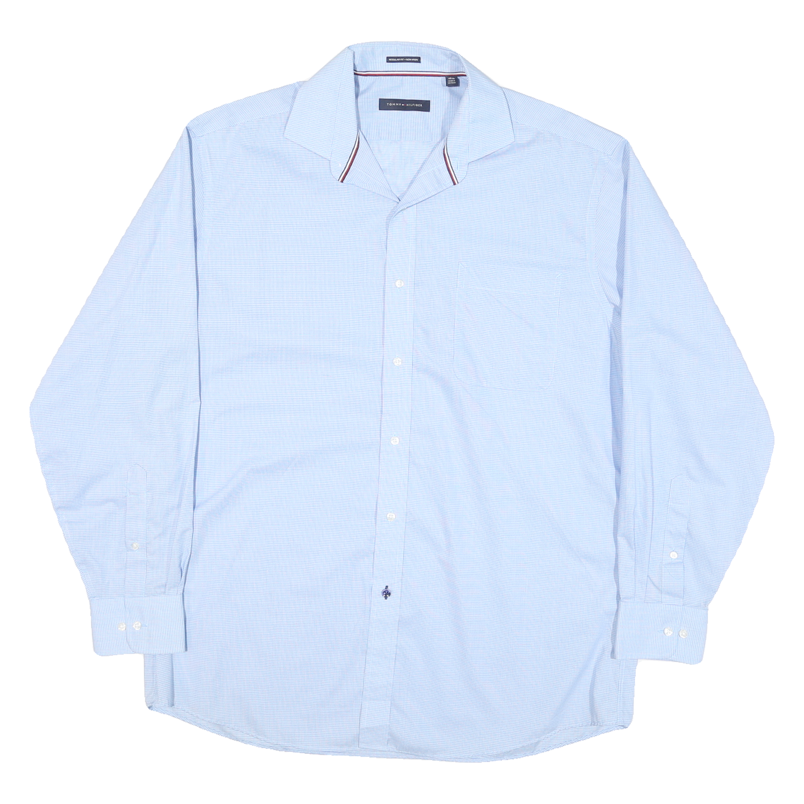 TOMMY HILFIGER Mens Blue Cotton Blend Shirt L Button-Down Collar Long Sleeve