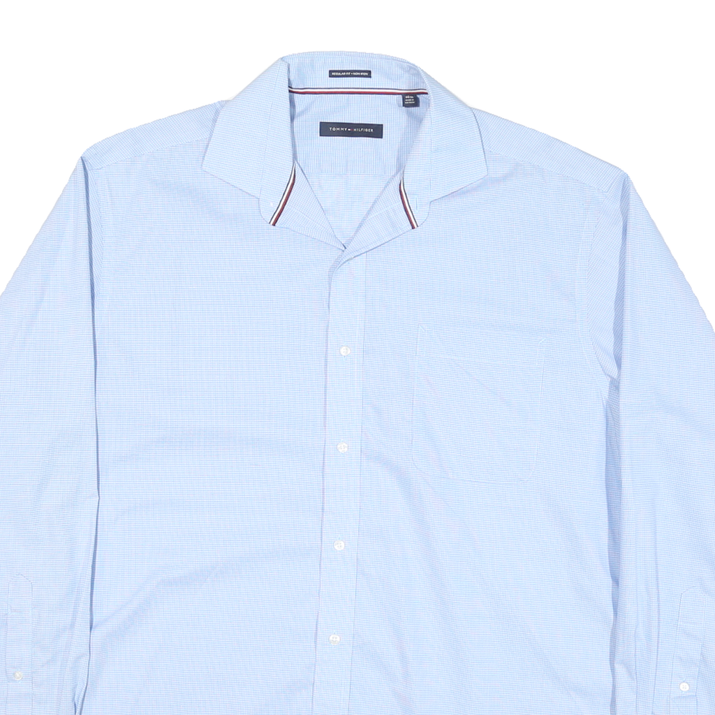 TOMMY HILFIGER Mens Blue Cotton Blend Shirt L Button-Down Collar Long Sleeve