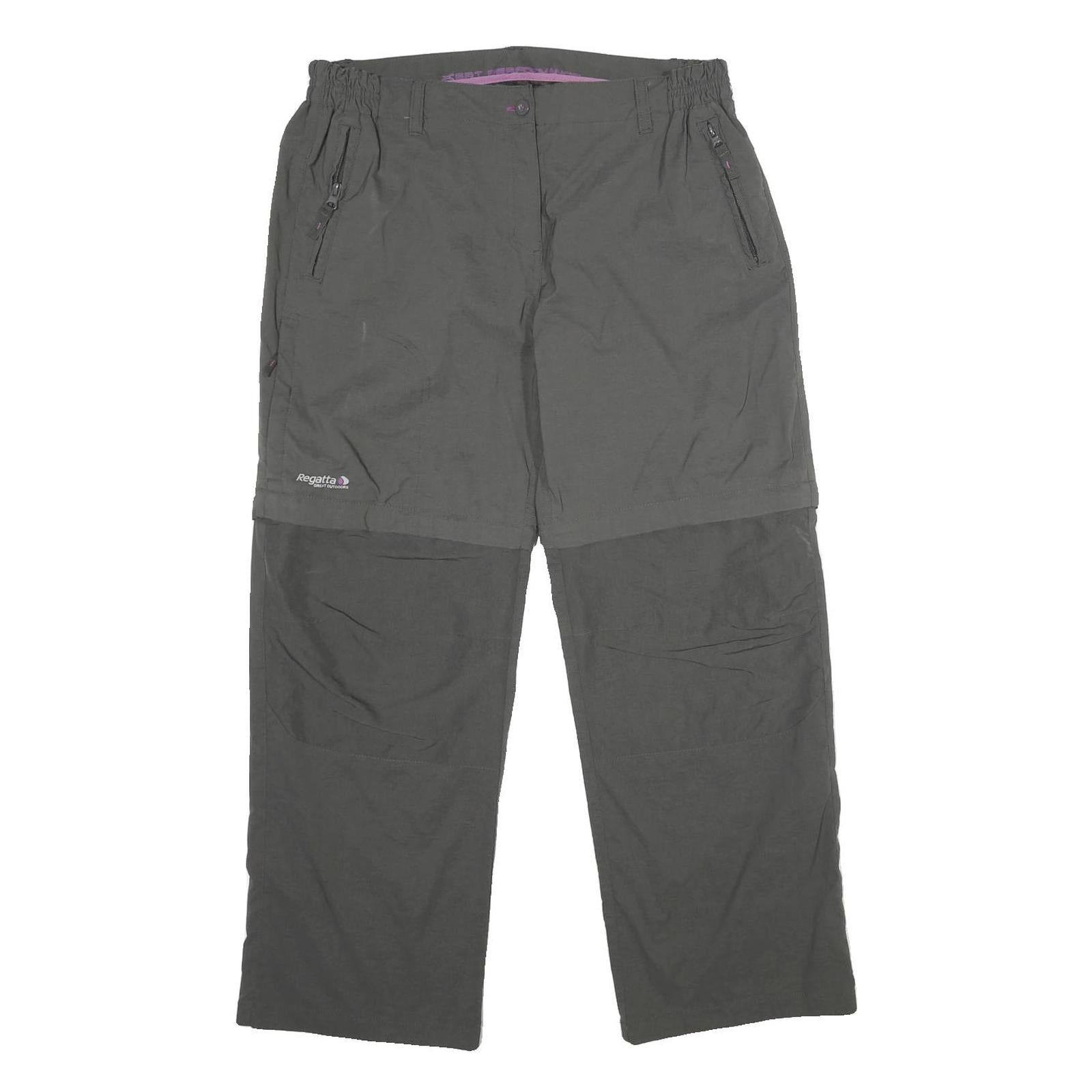 REGATTA Womens Grey Regular Fit Zip Trousers W32 L28 Outdoor Lightweight